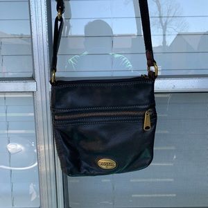 Fossil small black leather crossbody